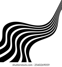 Geometric Abstract Decorative line wave Background. optical art illusion. perspective line stripes with 3d dimensional effect