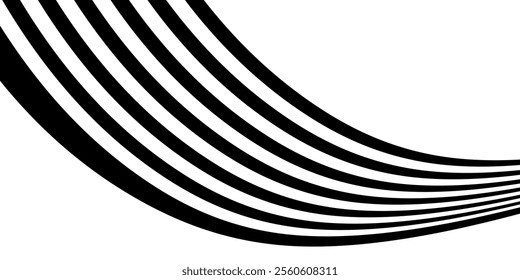 Geometric Abstract Decorative line wave Background. optical art illusion. perspective line stripes with 3d dimensional effect. Design elements for technology, science, and modern concept