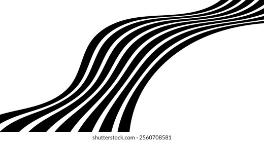 Geometric Abstract Decorative line wave Background. optical art illusion. perspective line stripes with 3d dimensional effect