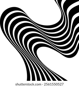 Geometric Abstract Decorative line wave Background. optical art illusion. perspective line stripes with 3d dimensional effect