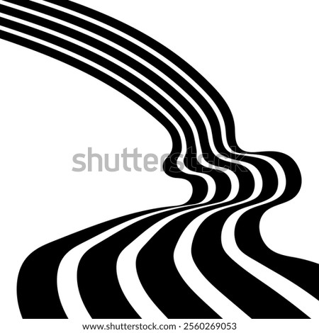 Geometric Abstract Decorative line wave Background. optical art illusion. perspective line stripes with 3d dimensional effect