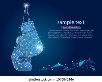 geometric abstract design boxing club Icon,isolated from low poly wireframe on space background. Vector abstract polygonal image mash line and point. Digital graphics