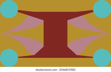 Geometric abstract design emphasizing light blue, brown, and light purple with a layered structure representing balance and dynamism. Ideal for modern branding and digital artwork