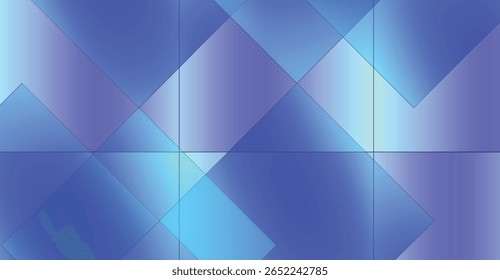 Um design abstrato geométrico apresentando um gradiente de tons azuis e roxos, com linhas de interseção criando uma estrutura semelhante a uma grade. As formas são principalmente em losango e triângulo.