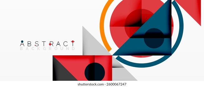 Geometric abstract design with layered triangles, circles, and gradients, forming a structured pattern with sharp contrasts and depth
