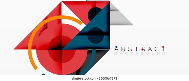 Geometric abstract design with layered triangles, circles, and gradients, forming a structured pattern with sharp contrasts and depth