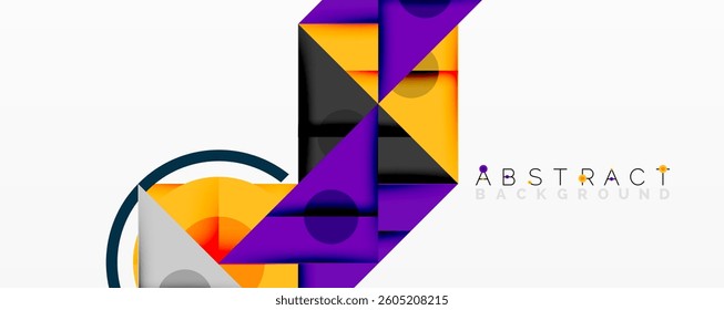 Geometric abstract design with layered triangles, circles, and gradients, forming a structured pattern with sharp contrasts and depth