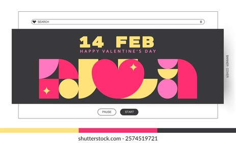 Geometric abstract design for a love banner. Poster for Valentine's Day decoration.
