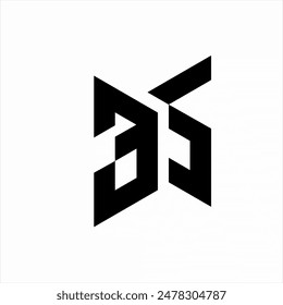 Diseño abstracto geométrico del número 35 o letras A y S.