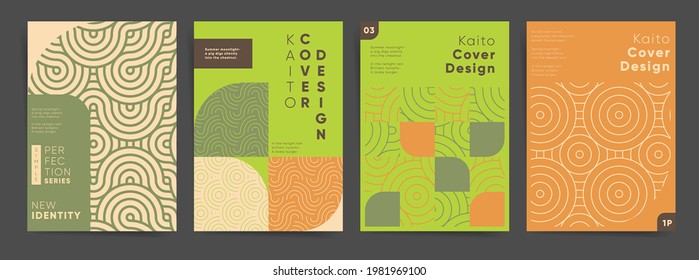 Geometric abstract design poster set. Abstract asian graphic template for poster, brochure, cover, flyer, banner, background. Creative colorful simple backdrop layout. Modern asian design poster set