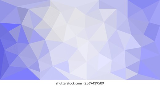 A geometric abstract design with triangular shapes in shades of blue and white, forming a gradient and polygonal pattern.

