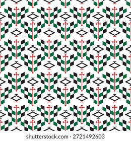 Geometric Abstract Diamond Pattern Design with Red Accent on White Background