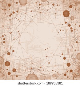 Geometric abstract dotted drawing, architecture project. 