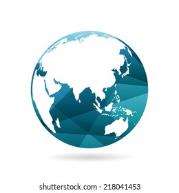 Geometric abstract earth globe sphere concept illustration. Vector graphic template  isolated on light white background