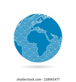 Geometric abstract earth globe sphere concept illustration. Vector graphic template  isolated on light white background