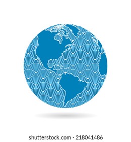 Geometric abstract earth globe sphere concept illustration. Vector graphic template  isolated on light white background