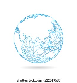 Geometric abstract earth globe sphere concept illustration. Vector graphic template  isolated on light white background