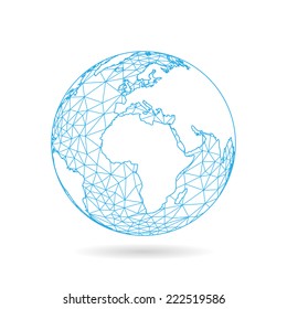 Geometric abstract earth globe sphere concept illustration. Vector graphic template  isolated on light white background
