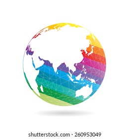 Geometric abstract earth globe sphere concept illustration. Vector graphic template isolated on light white background