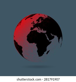 Geometric abstract earth globe sphere concept illustration. Vector graphic template isolated on dark background.