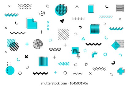 Geometric abstract elements in memphis design. Geometric shapes. For web design.