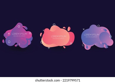 Geometric abstract elements set. Dynamical colored forms and lines. Flowing shapes banners. Template for design of logo, flyer, presentation, vector illustration