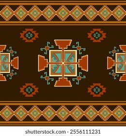 Geometric abstract embroidery elements oriental traditional seamless pattern. Native decorative design for fabric, clothing, wallpaper, background, decoration, texture, fashion, printing, ornaments
