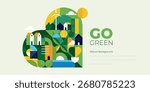 Geometric abstract environmental background with ecology, Earth Day, renewable energy, sustainable development, and conservation themes