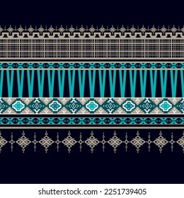 Resumen Geométrico Diseño de Arte de Patrón Étnico Para Fondo O Papel De Fondo.Ilustración vectorial, tela, ropa, alfombra, textil, bordado.
