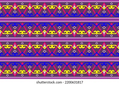 Geometric abstract ethnic pattern beautiful color design for curtain, textile, carpet, wallpaper, clothing, fabric, wrapping paper.-Vector