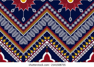 Geometric abstract ethnic pattern design. Aztec fabric carpet mandala ornament boho native chevron textile decoration wallpaper. Tribal traditional ethnic vector illustrations background 