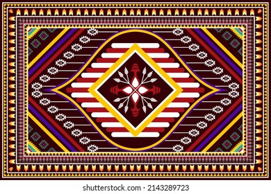 Geometric abstract ethnic pattern design. Aztec fabric carpet mandala ornament ethnic chevron textile decoration wallpaper. Tribal native boho ethnic traditional embroidery vector background 