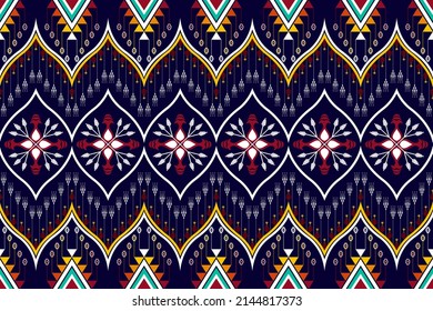 Geometric abstract ethnic pattern design. Tribal boho native traditional embroidery vector background. Aztec fabric carpet mandala ornament ethnic chevron rug textile decoration wallpaper 