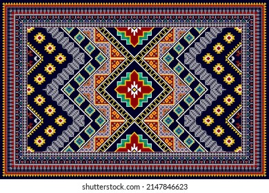 Geometric Abstract ethnic pattern design. Aztec fabric carpet mandala ornament ethnic chevron textile decoration wallpaper. Tribal boho native ethnic turkey traditional embroidery vector background 