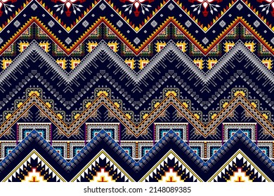 Geometric abstract ethnic pattern design. Tribal boho native ethnic traditional embroidery vector background. Aztec fabric carpet mandala ornament ethnic chevron rug textile decoration wallpaper 