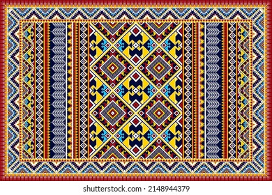 Geometric abstract ethnic pattern design. Tribal boho native turkey ethnic traditional embroidery vector background. Aztec fabric carpet mandala ornament ethnic chevron textile decoration wallpaper 