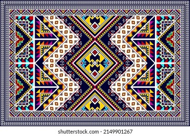 Geometric abstract ethnic pattern design. Tribal turkey boho ethnic native traditional embroidery vector background. Aztec fabric carpet mandala ornament ethnic chevron textile decoration wallpaper 