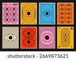 Geometric Abstract Eye Retro Posters Vector Design.