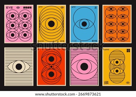 Geometric Abstract Eye Retro Posters Vector Design.