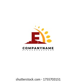 Geometric abstract F logotype in red and orange color design concept