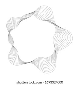 Geometric abstract figure. Circle of ribbons. Lines. Black and white graphics