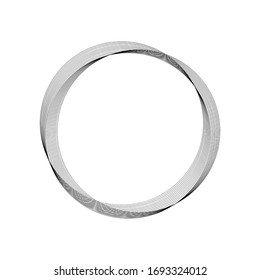Geometric abstract figure. Circle of ribbons. Lines. Black and white graphics