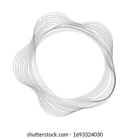 Geometric abstract figure. Circle of ribbons. Lines. Black and white graphics