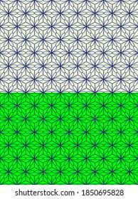 Patrón geométrico abstracto floral sin soldadura. Elegante textura monocromática de línea azul. Efecto de ilusión óptica. El fondo de color verde o amarillo es fácil de cambiar. Vector 10
