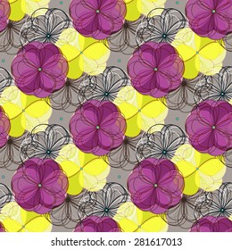 Geometric abstract floral seamless pattern background. Colorful shapes composition