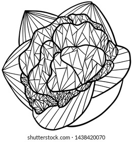 Geometric abstract flower of lines and triangles. Tattoo style.