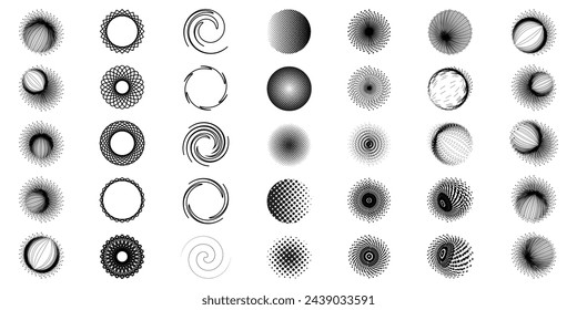Geometric abstract flower shape set, star figure vector icon kit, funky retro brutal minimal art. Simple Memphis y2k elements collection, floral grid flat bauhaus template. Abstract flower forms