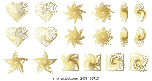 Geometric abstract flower shape set, star figure vector icon kit, funky retro brutal minimal art. Simple Memphis y2k elements collection, floral grid flat bauhaus template. Abstract flower forms