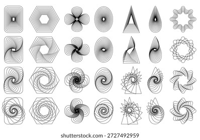 Conjunto de forma de flor abstracta geométrica, kit de íconos de Vector de figura de estrella, arte minimalista brutal retro funky colección de Elementos simple de Memphis y2k, rejilla floral Plantilla plana de bauhaus. Formas de flores Abstractas
