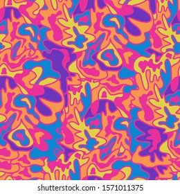 Geometric abstract flowing pattern. Psychedelic neon shapes. Colorful hippie hypnotic ornament.